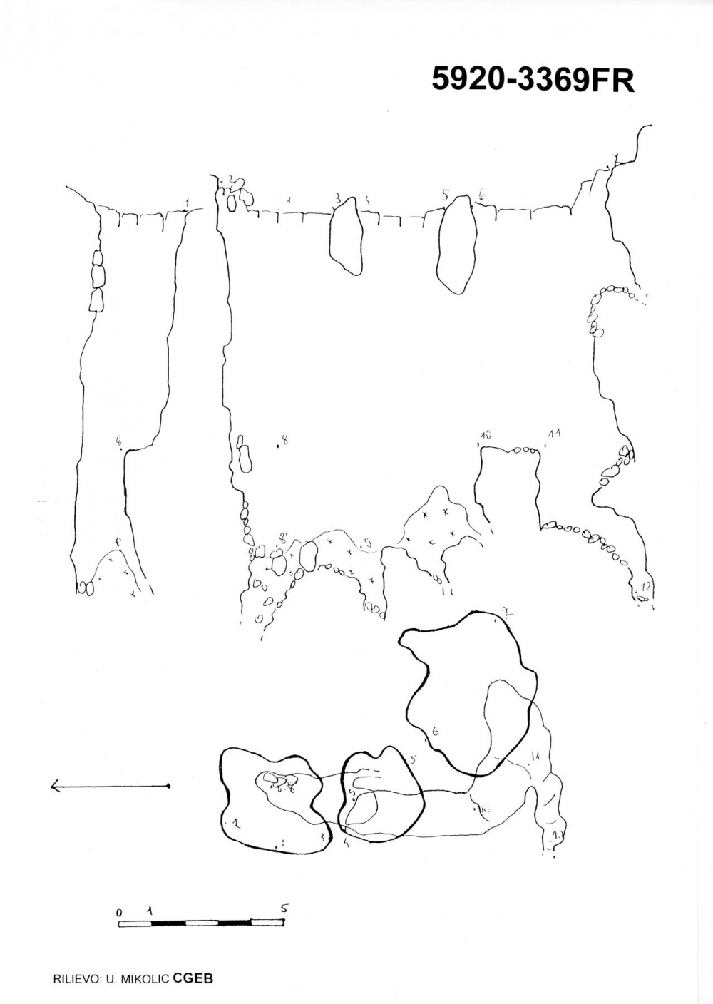 Pozzo 3° presso la quota 2074 a S del Monte Sart