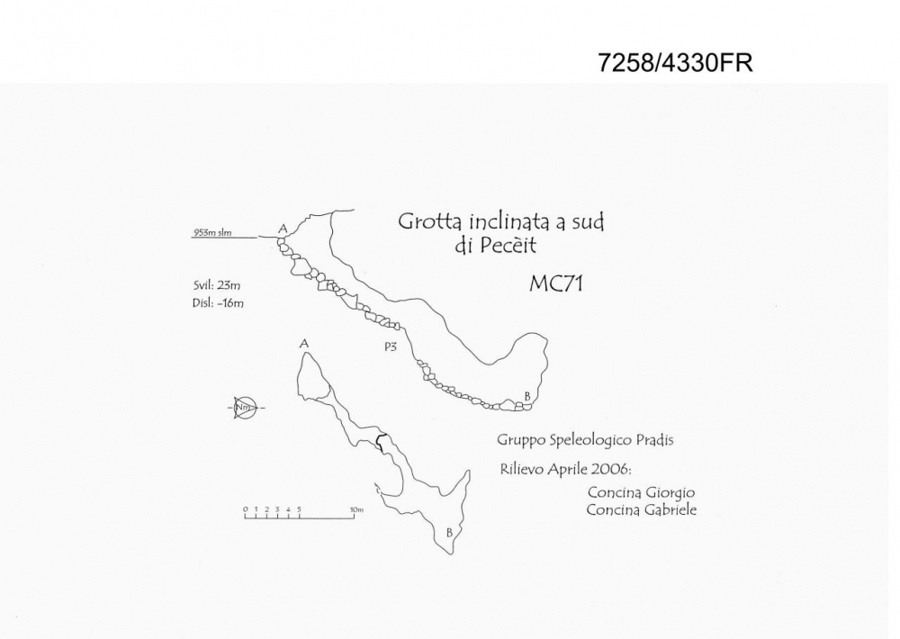 Grotta inclinata a Sud di Peceit