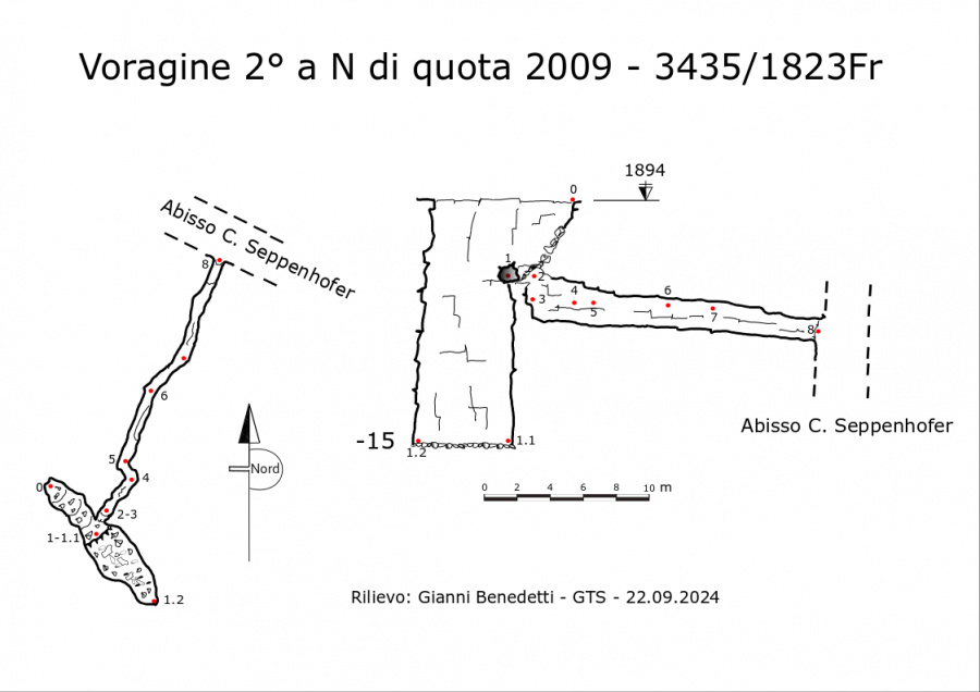 Voragine 2° a N di quota 2009